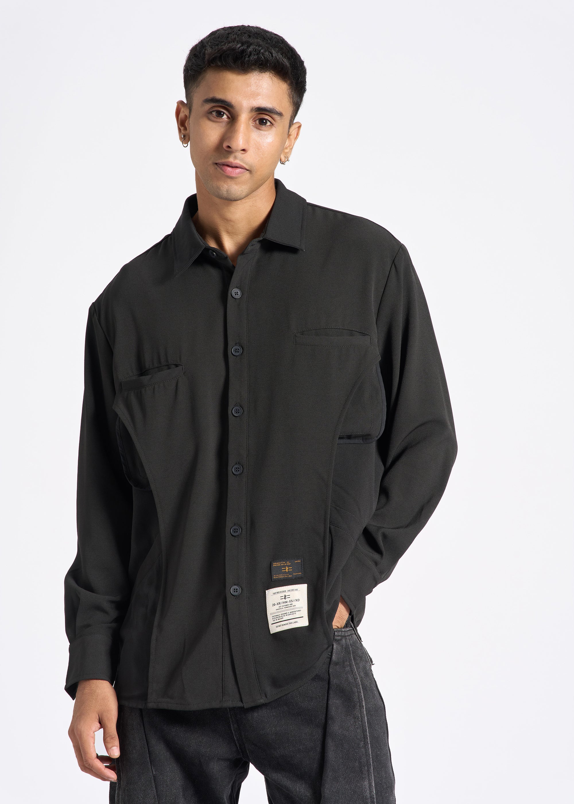 Paneled Shirt with Pockets