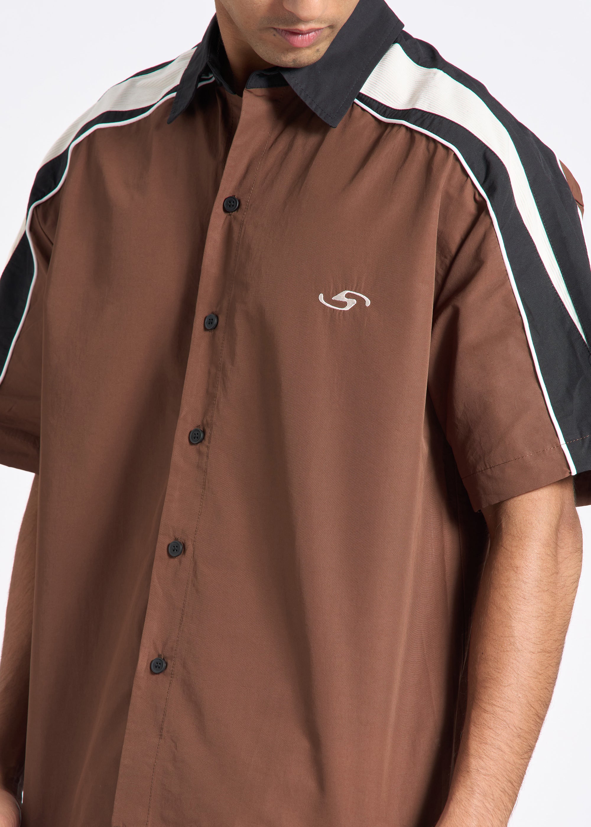 Colorblock Panel Shirt with Racing Stripe Detail