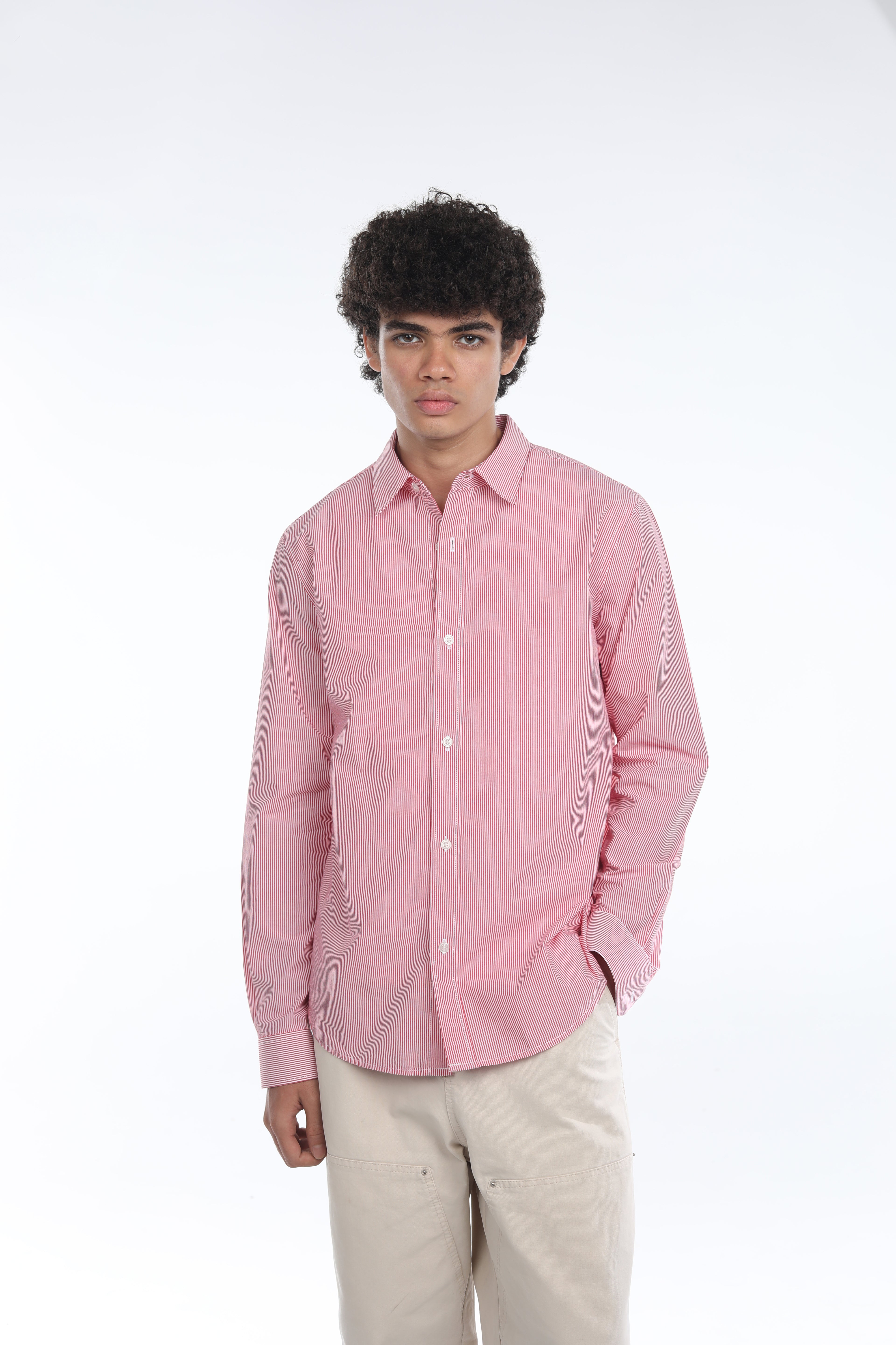 Regular Fit Striped Red Shirt