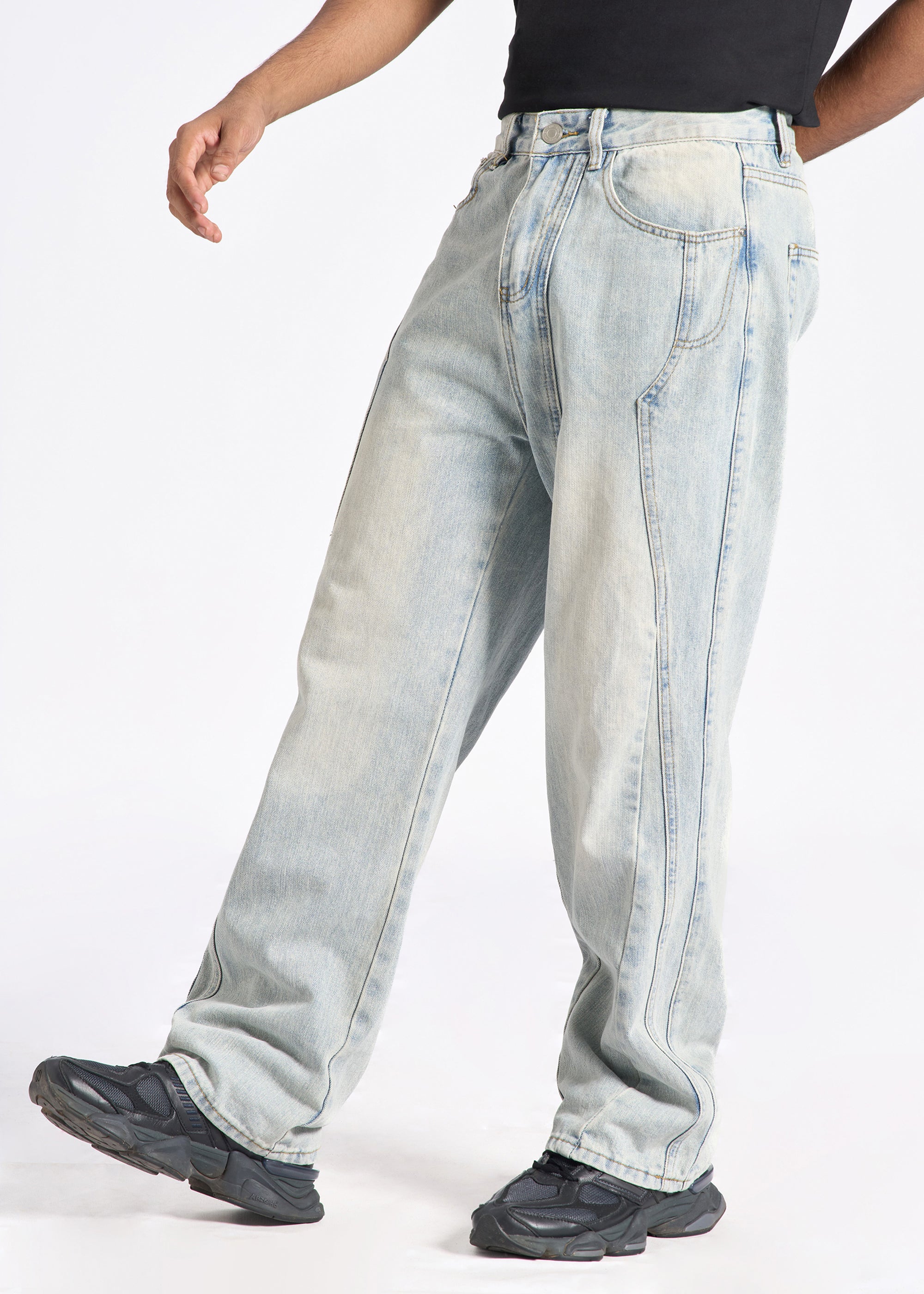 Paneled Wide-Leg Jeans