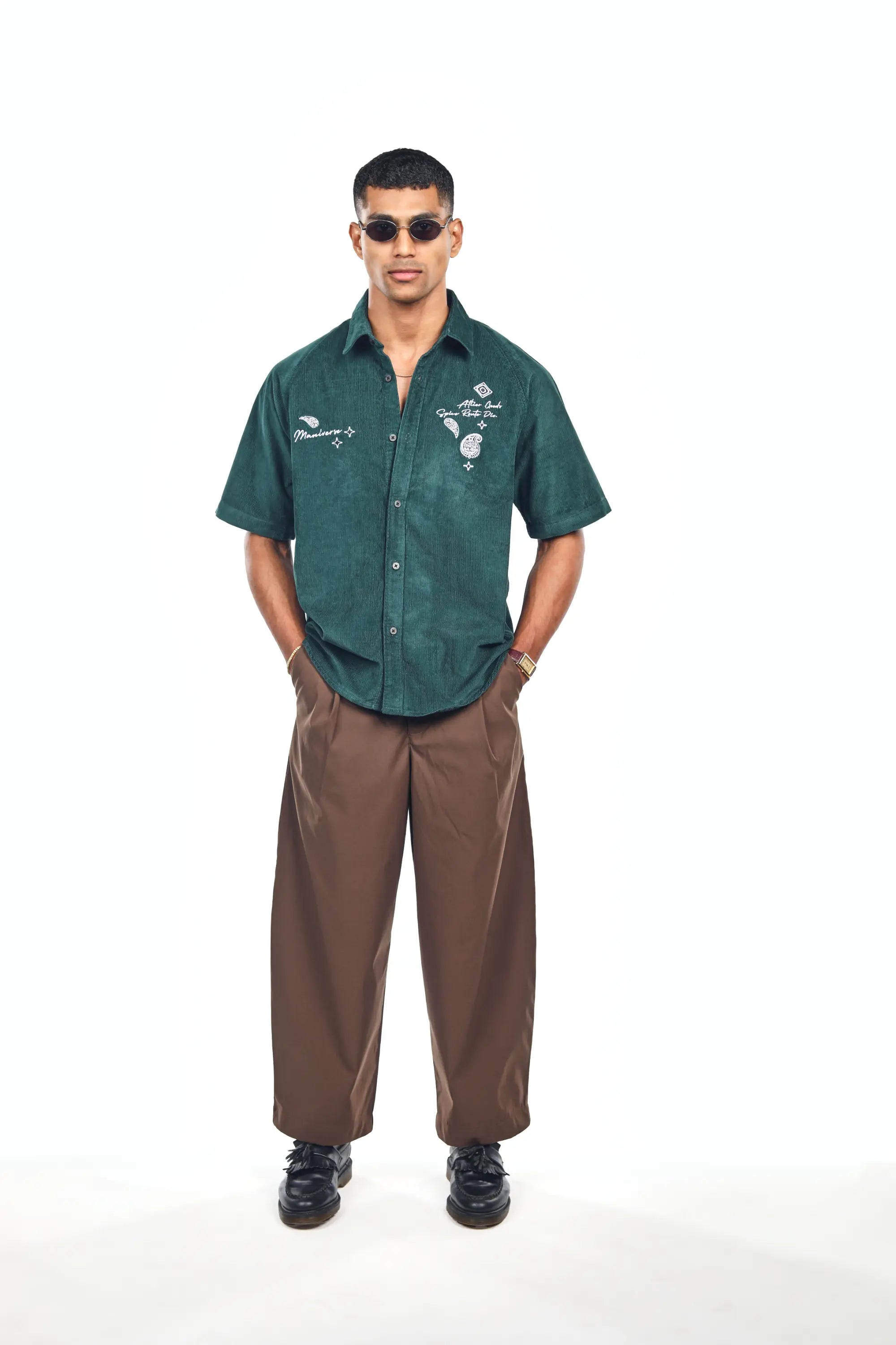 MANIVERSE Embroidered Corduroy Shirt