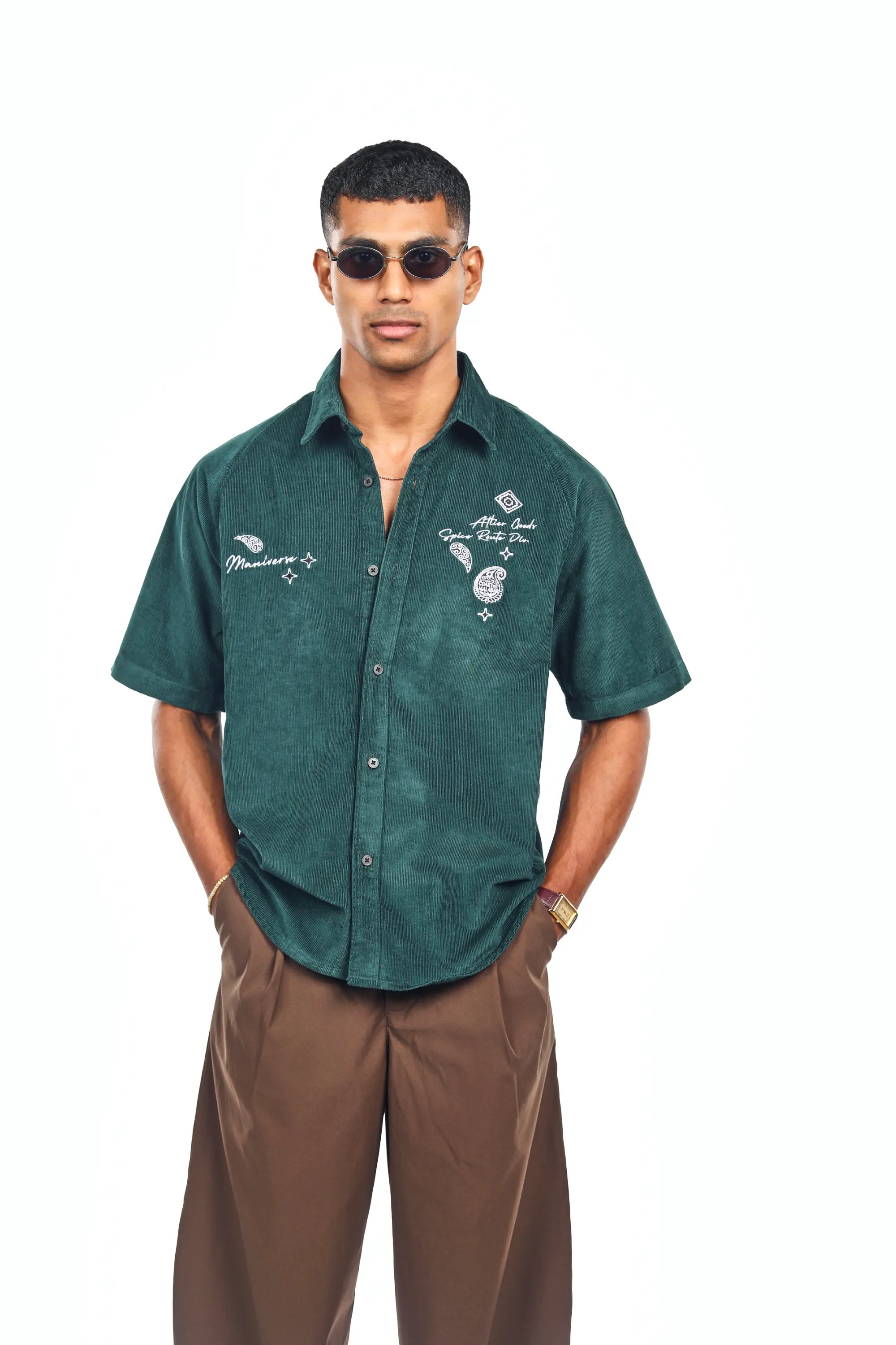 MANIVERSE Embroidered Corduroy Shirt