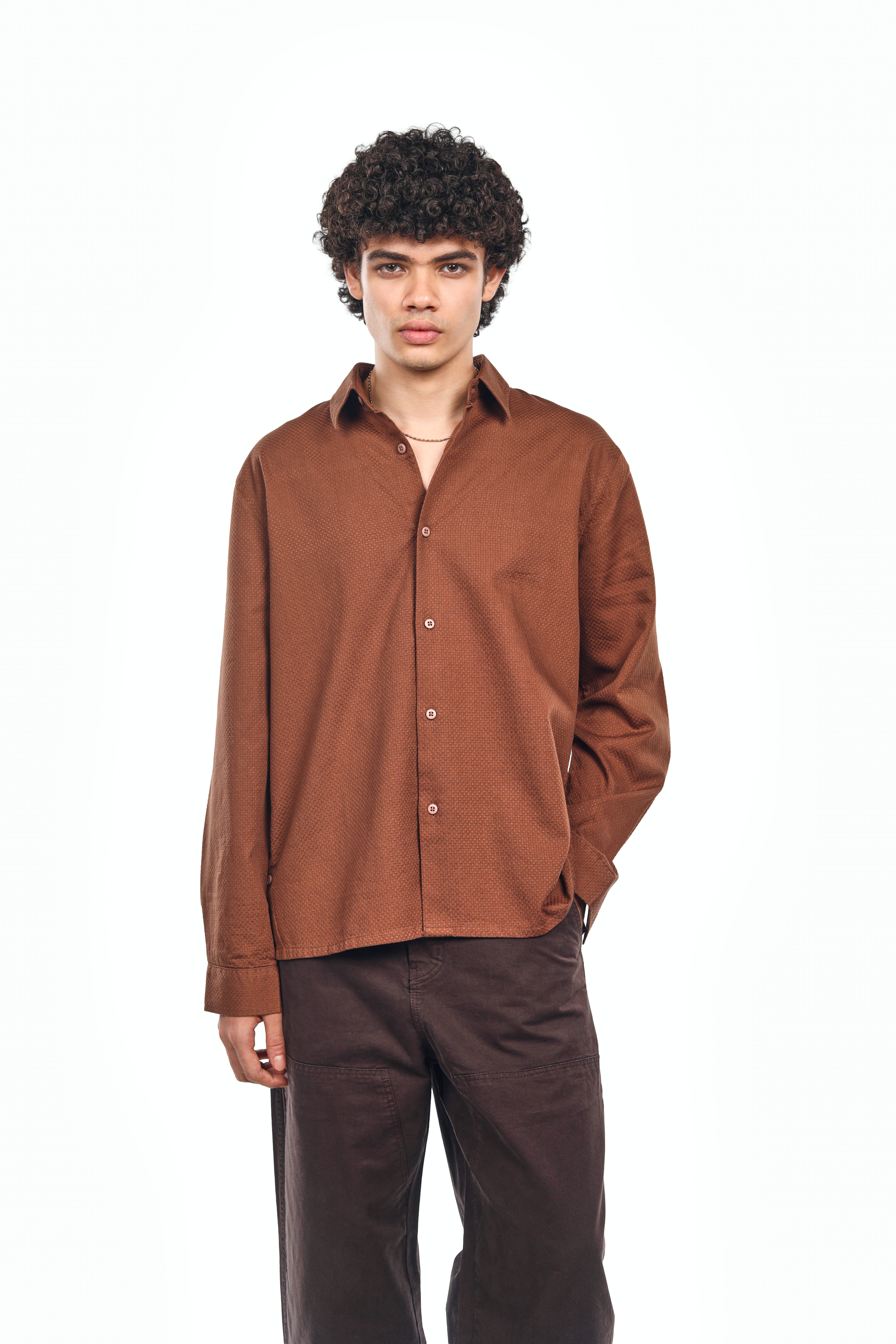 MANIVERSE Textured Side-Detail Shirt
