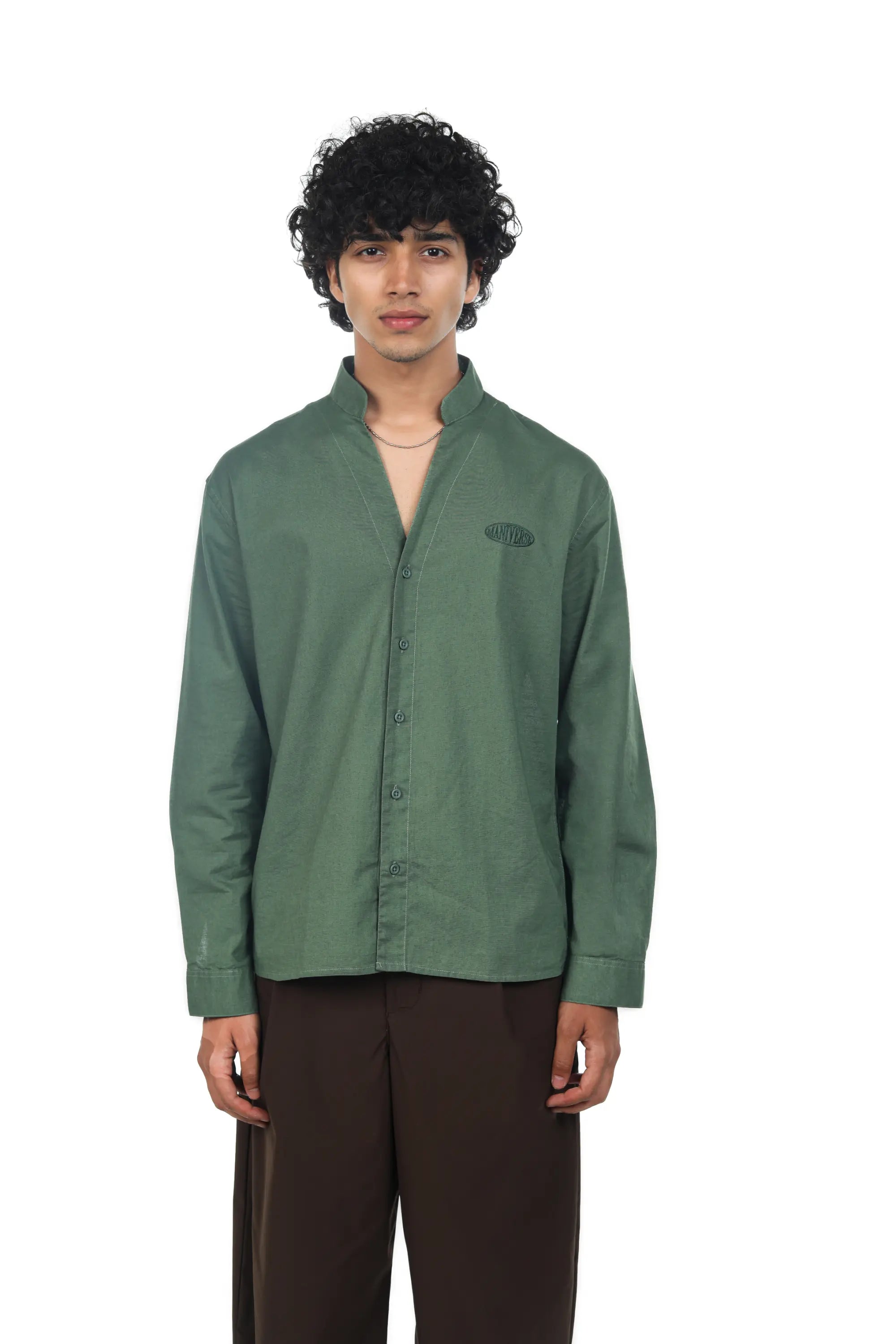 MANIVERSE Mandarin Collar Shirt