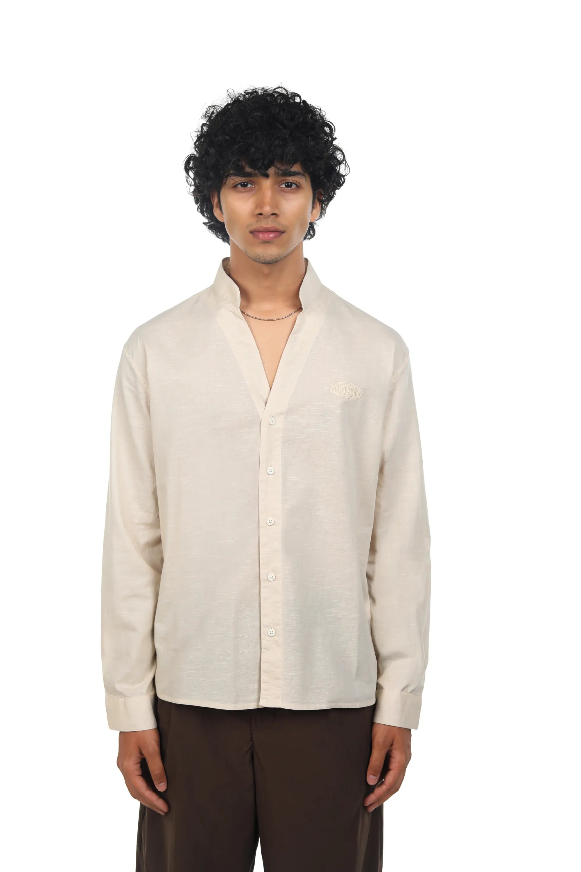 MANIVERSE Mandarin Collar Shirt