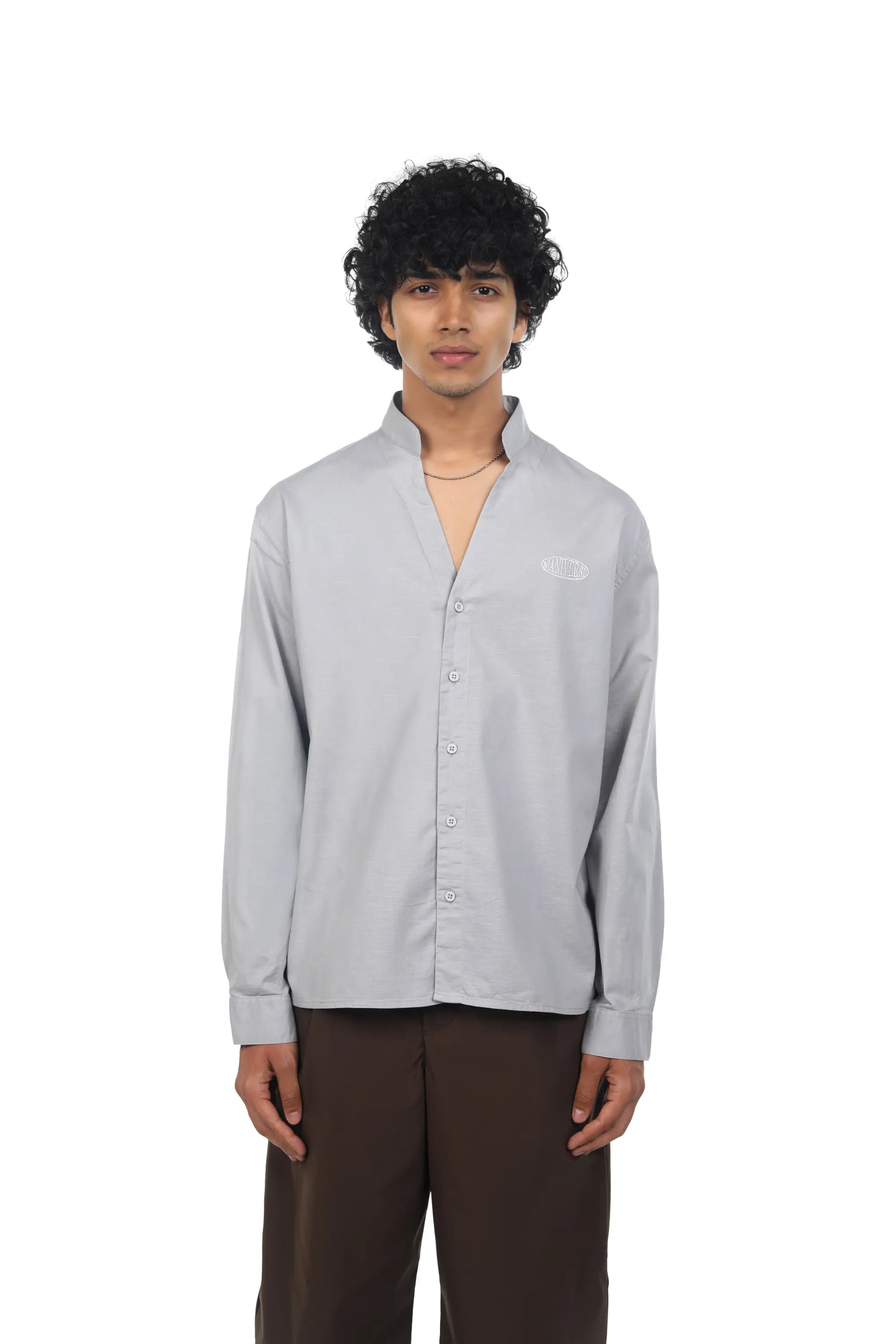 MANIVERSE Mandarin Collar Shirt