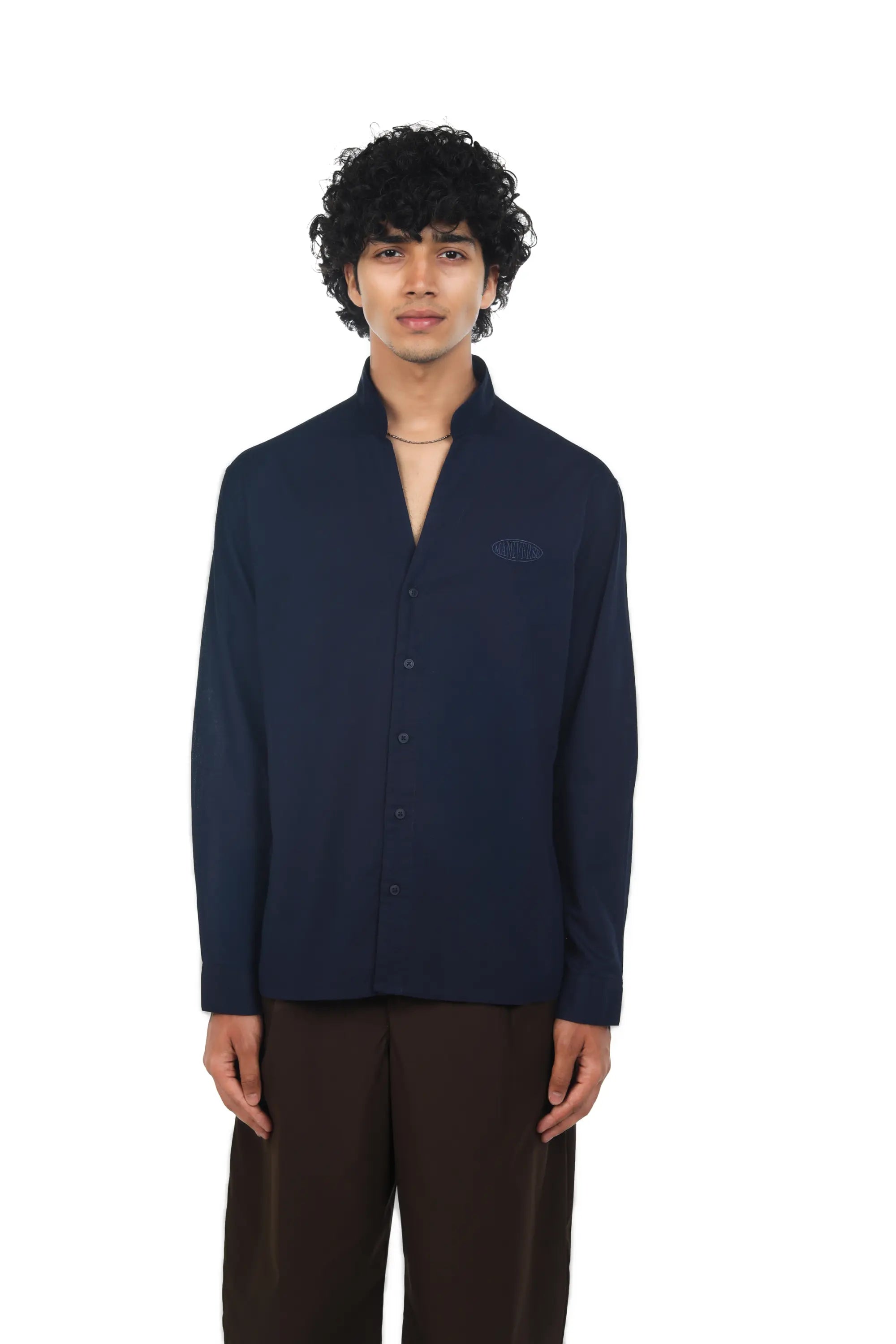 MANIVERSE Mandarin Collar Shirt