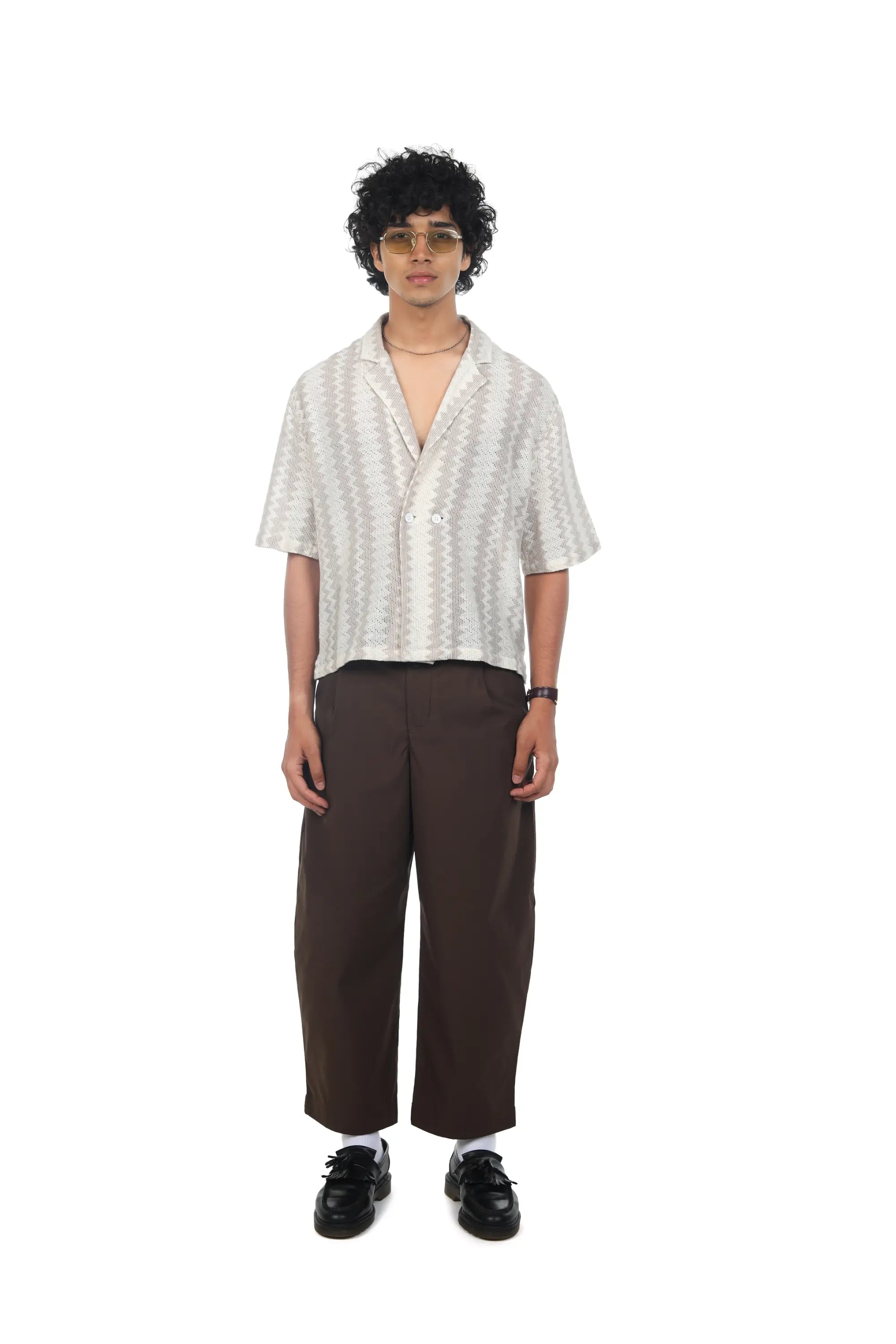 MANIVERSE Textured Double-Breasted Shirt